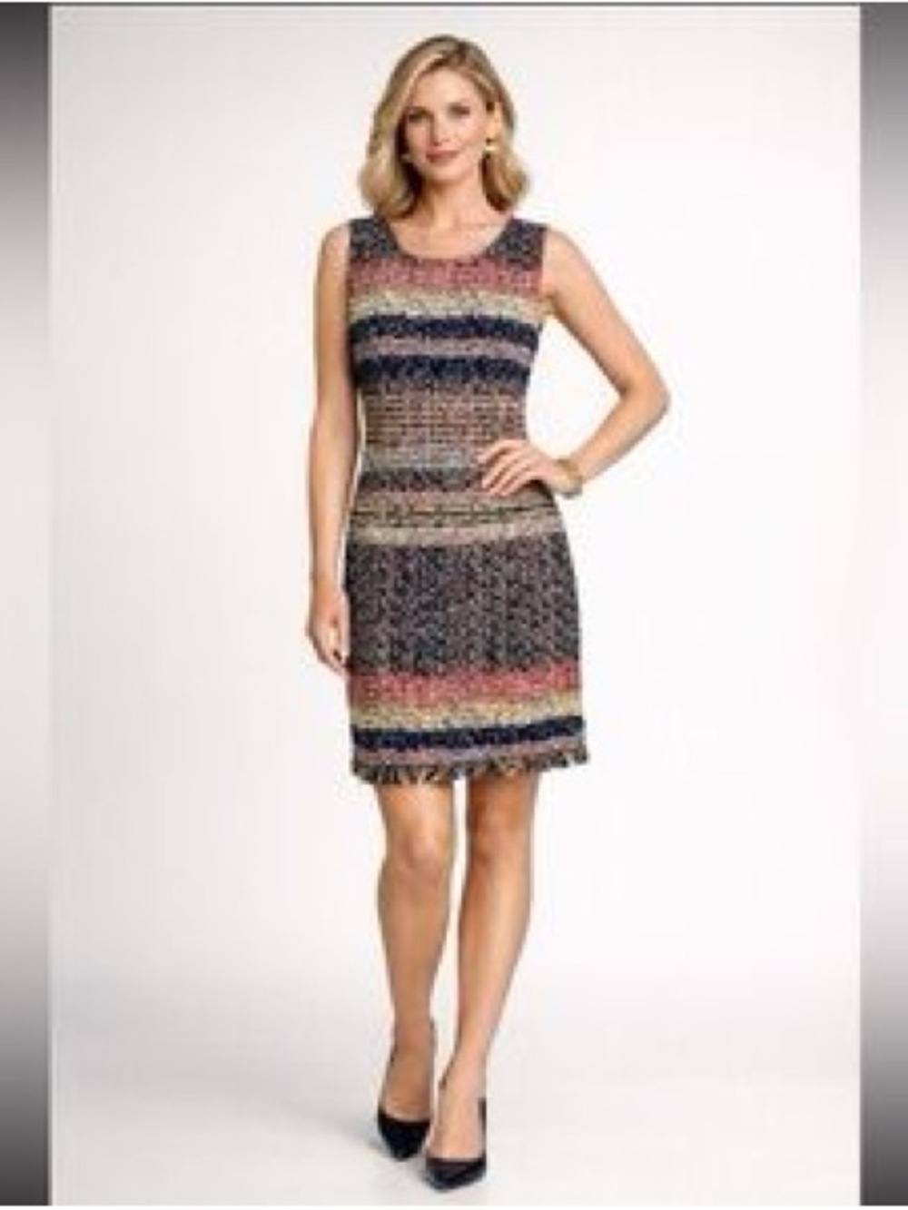 NWOT ST. JOHN Ellah Tweed Knit Multicolor Sheath Dress Size 4